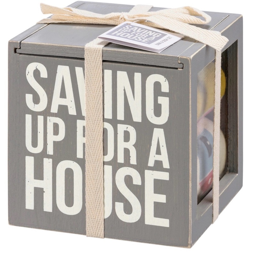Primitives by Kathy “New Home” Coin Bank & Sock Set